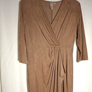 Emma & Michele Tan Faux Suede Wrap Dress